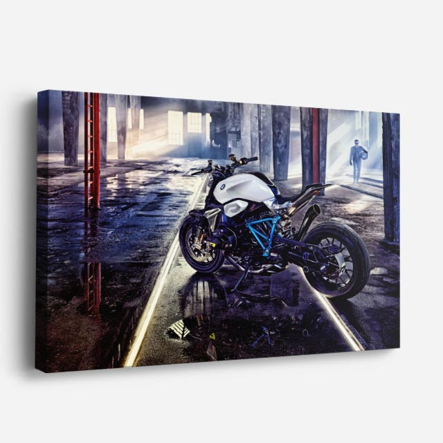cuadro canvas vehículos cafe racer blanca pasaje urbano horizontal