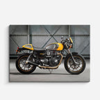 cuadro canvas vehículos café racer amarilla retro horizontal