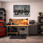 cuadro canvas vehículos café racer amarilla retro horizontal