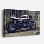 cuadro canvas vehículos cafe racer azul muro viejo horizontal