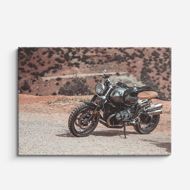 cuadro canvas vehículos scrambler gris desierto abierto horizontal