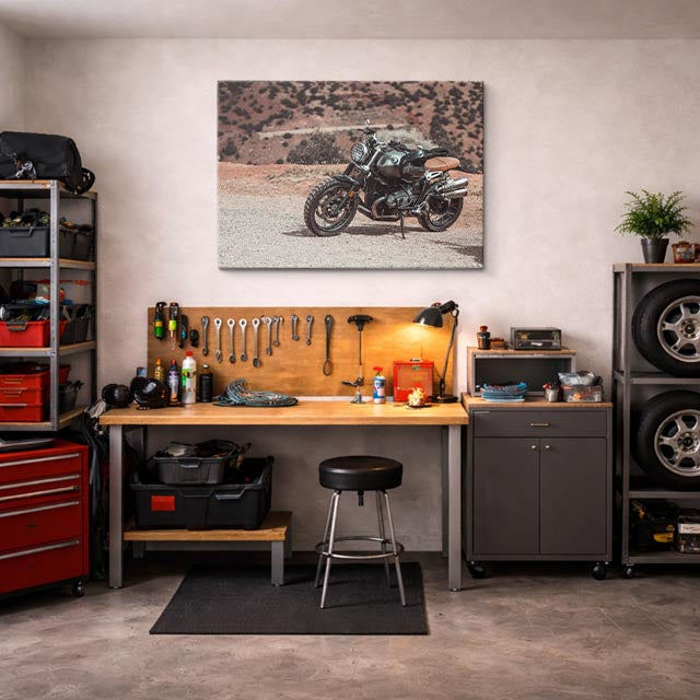 cuadro canvas vehículos scrambler gris desierto abierto horizontal