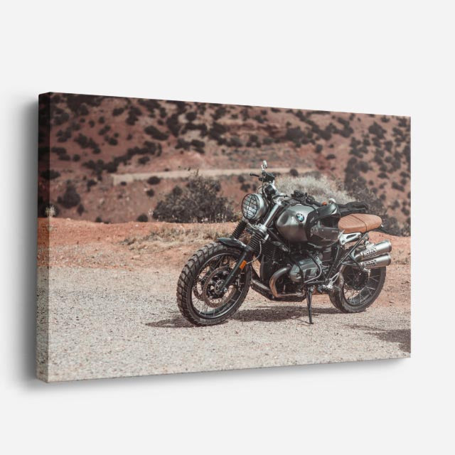 cuadro canvas vehículos scrambler gris desierto abierto horizontal