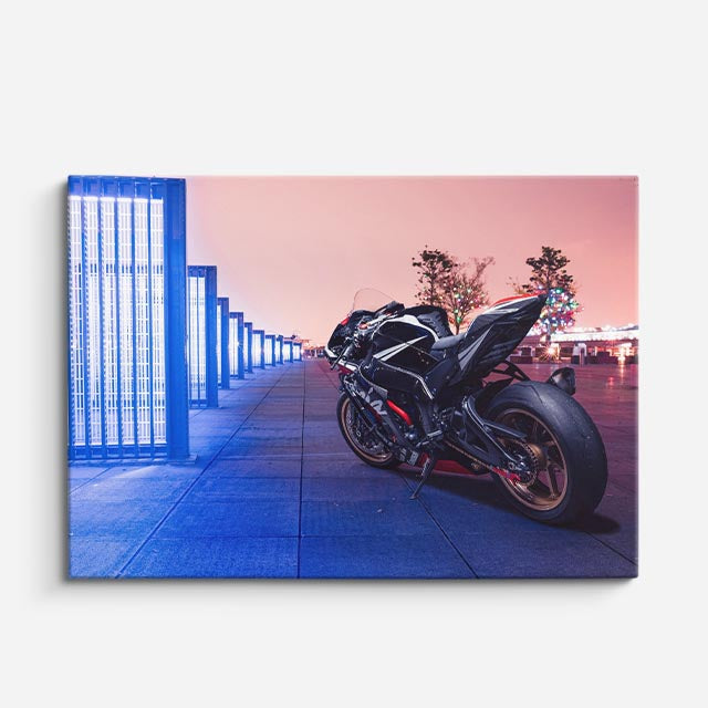 cuadro canvas vehículos superbike negra corredor azul horizontal