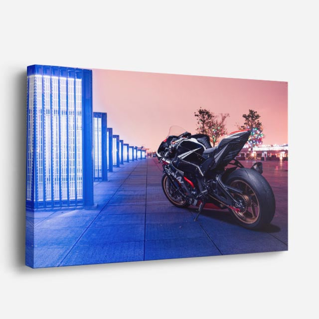cuadro canvas vehículos superbike negra corredor azul horizontal