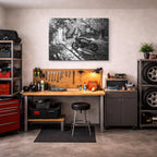 cuadro canvas vehículos scrambler negra bosque oscuro horizontal