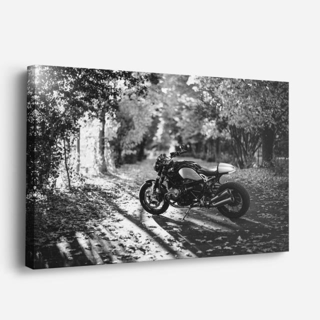 cuadro canvas vehículos scrambler negra bosque oscuro horizontal