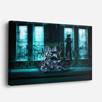 cuadro canvas vehículos chopper teal mural urbano horizontal
