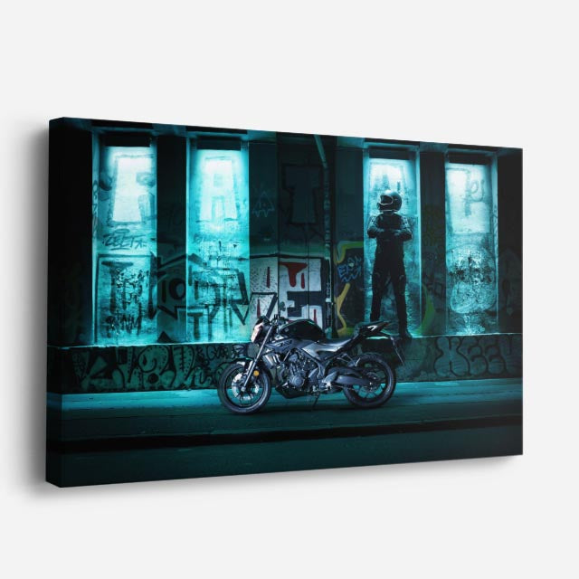 cuadro canvas vehículos chopper teal mural urbano horizontal