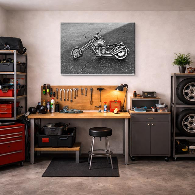 cuadro canvas vehículos chopper gris vista aérea horizontal