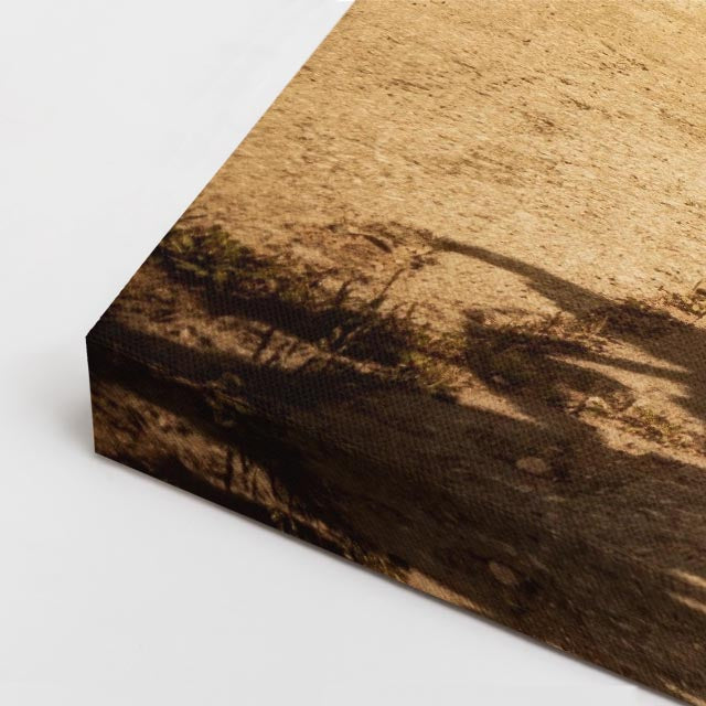 cuadro canvas vehículos pareja al atardecer dorado horizontal