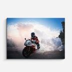 cuadro canvas vehículos superbike blanca humo de poder horizontal
