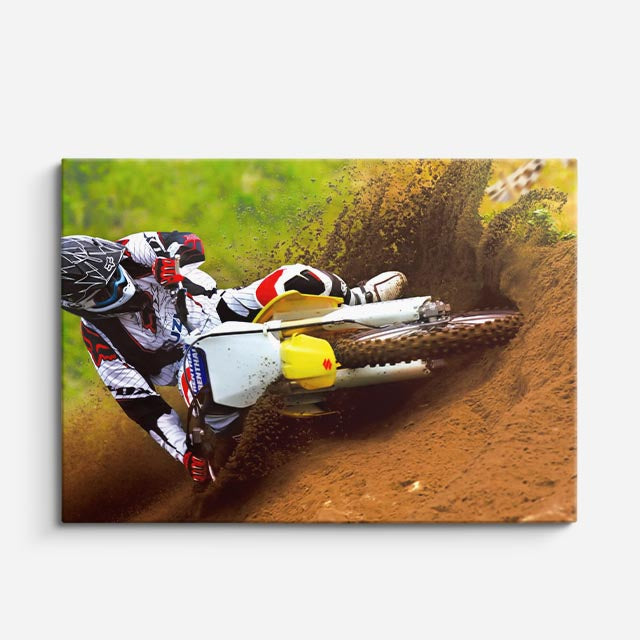 cuadro canvas vehículos motocross multicolor tierra roja horizontal