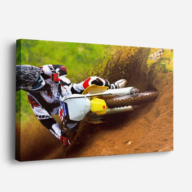 cuadro canvas vehículos motocross multicolor tierra roja horizontal