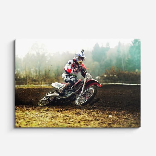cuadro canvas vehículos scrambler rojo fango al vuelo horizontal