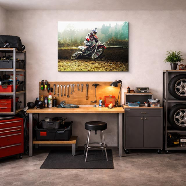 cuadro canvas vehículos scrambler rojo fango al vuelo horizontal