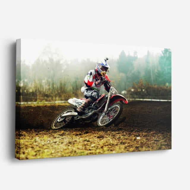 cuadro canvas vehículos scrambler rojo fango al vuelo horizontal