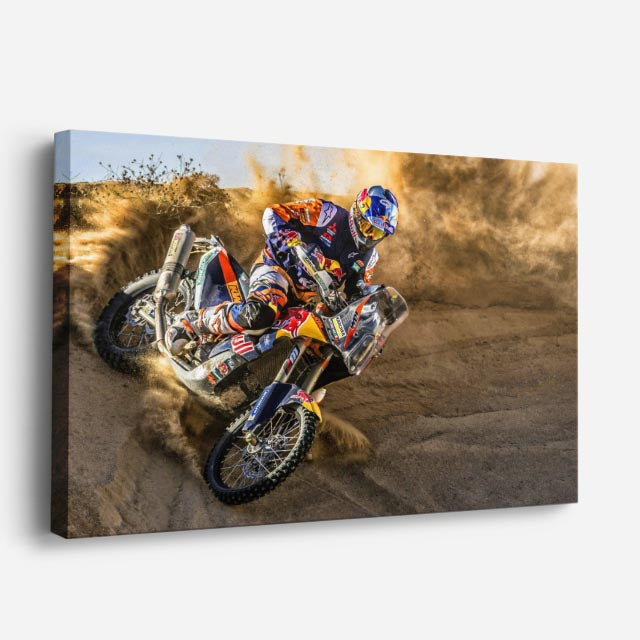 cuadro canvas vehículos enduro rojo tierra en curva horizontal