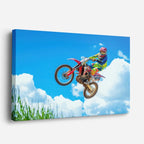 cuadro canvas vehículos motocross rojo salto al cielo horizontal
