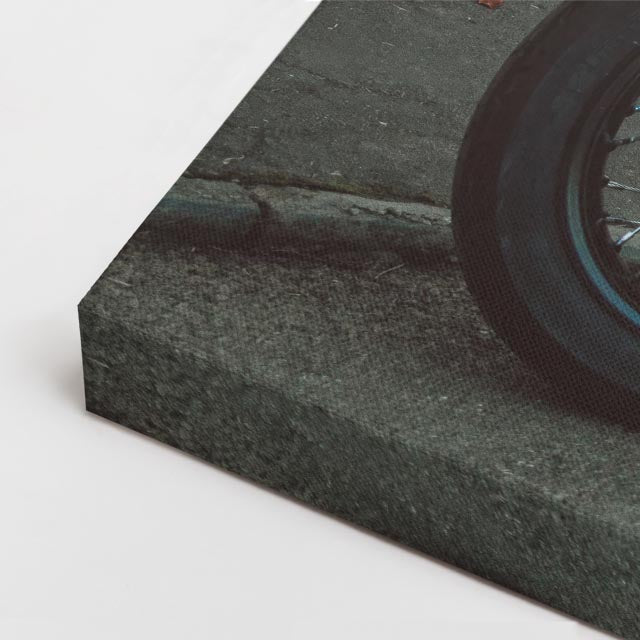 cuadro canvas vehículos café racer naranja adoquines horizontal