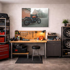 cuadro canvas vehículos café racer naranja adoquines horizontal