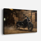 cuadro canvas vehículos scrambler negra madera apilada horizontal