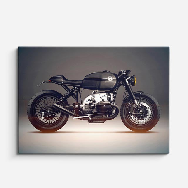 cuadro canvas vehículos cafe racer gris fondo azul horizontal