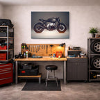 cuadro canvas vehículos cafe racer gris fondo azul horizontal