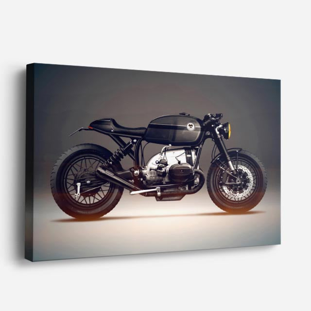 cuadro canvas vehículos cafe racer gris fondo azul horizontal