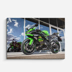 cuadro canvas vehículos kawasaki verde cielo abierto horizontal