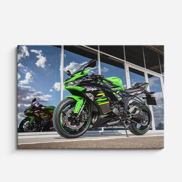 cuadro canvas vehículos kawasaki verde cielo abierto horizontal