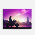 cuadro canvas vehículos silueta cyberpunk horizonte horizontal