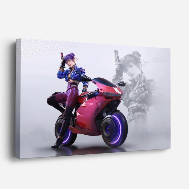 cuadro canvas vehículos piloto anime moto roja horizontal