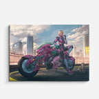 cuadro canvas vehículos guerrera neon moto futurista horizontal