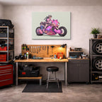 cuadro canvas vehículos piloto rosa moto kawaii horizontal