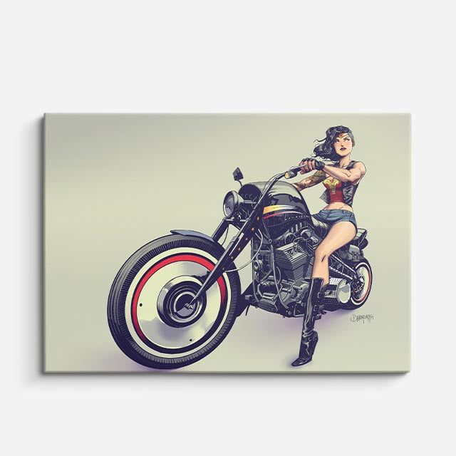 cuadro canvas vehículos heroína retro moto clásica horizontal