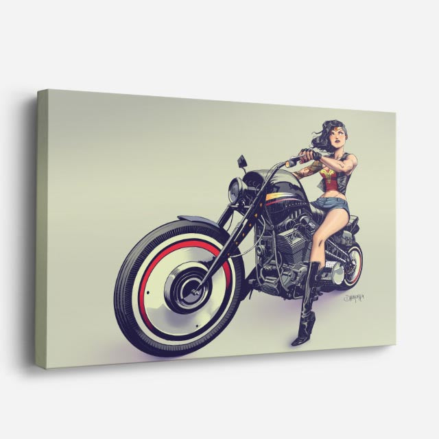 cuadro canvas vehículos heroína retro moto clásica horizontal