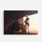 cuadro canvas vehículos piloto anime moto blanca horizontal