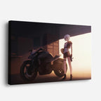 cuadro canvas vehículos piloto anime moto blanca horizontal