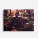cuadro canvas vehículos guerrera oscura moto dragón horizontal