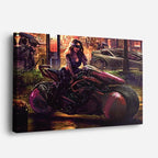 cuadro canvas vehículos guerrera oscura moto dragón horizontal