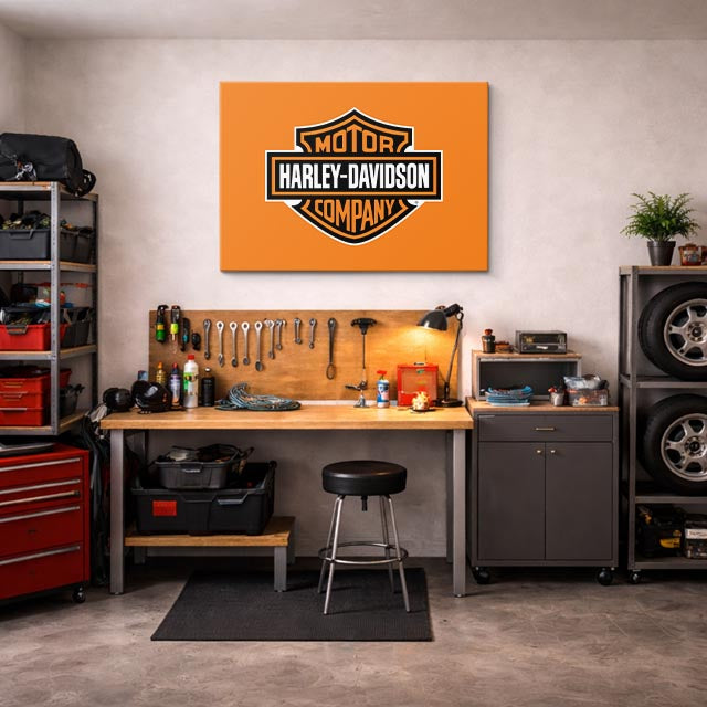 cuadro canvas vehículos harley davidson logo clásico horizontal