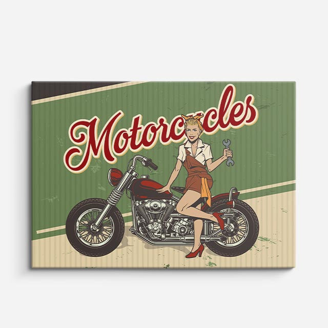 cuadro canvas vehículos pin up vintage motorcycles horizontal