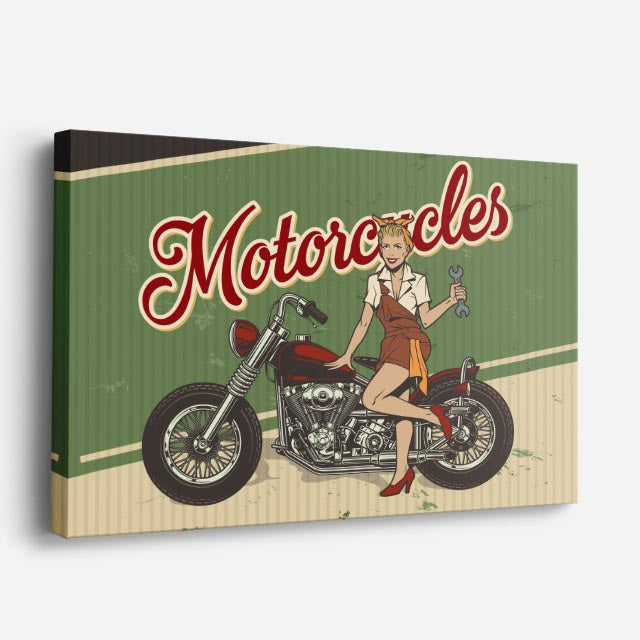 cuadro canvas vehículos pin up vintage motorcycles horizontal