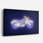 cuadro canvas vehículos chopper neon blanca pared azul horizontal