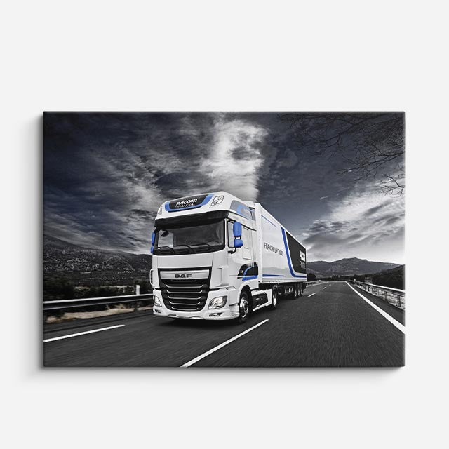 cuadro canvas vehículos camión blanco autopista veloz horizontal