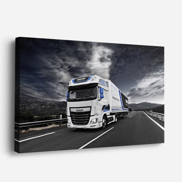cuadro canvas vehículos camión blanco autopista veloz horizontal