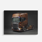 cuadro canvas vehículos scania café cromado en ruta horizontal