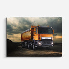cuadro canvas vehículos volquete naranja cielo dramático horizontal