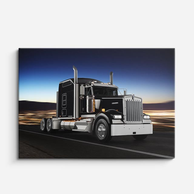 cuadro canvas vehículos kenworth negro rey de carretera horizontal